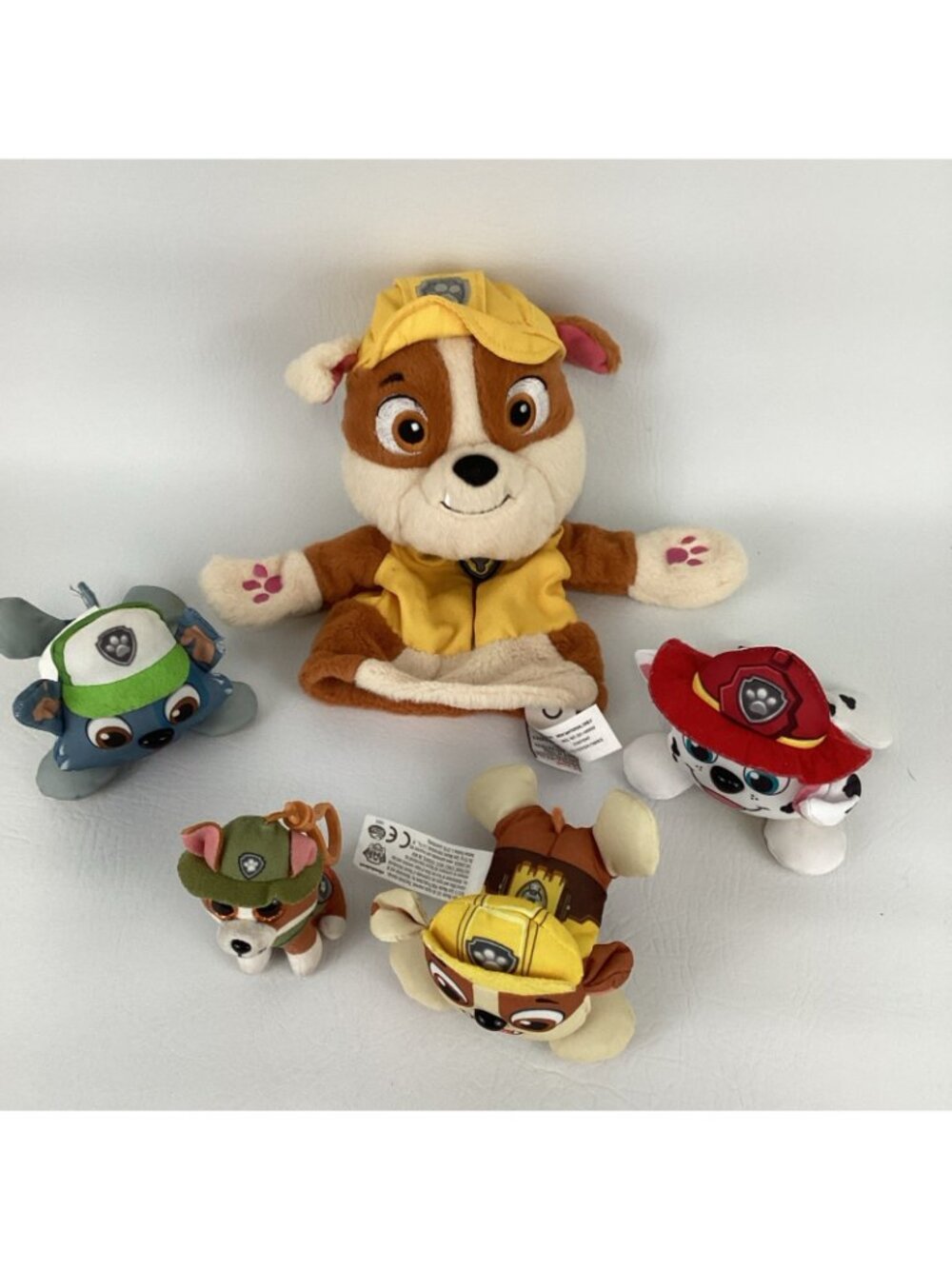 Paw Patrol Plush Bundle Rubble Hand Puppet Ty Tracker Clip Rocky Marshall Lot - Picture 2 of 8